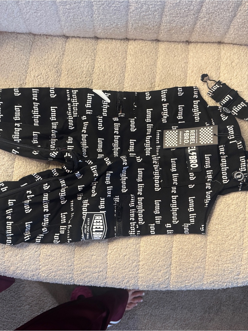 Rebelbro Black Printed Baby Boy Overalls